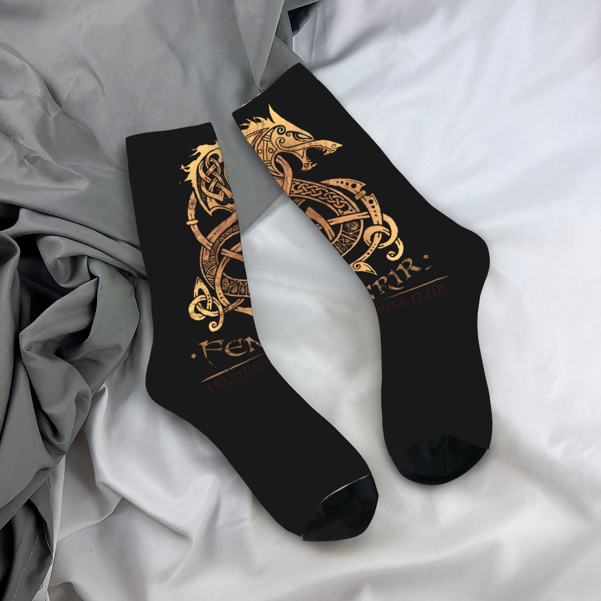 Dress Sock Men - Custom Viking Valhalla Fenrir The Nordic
